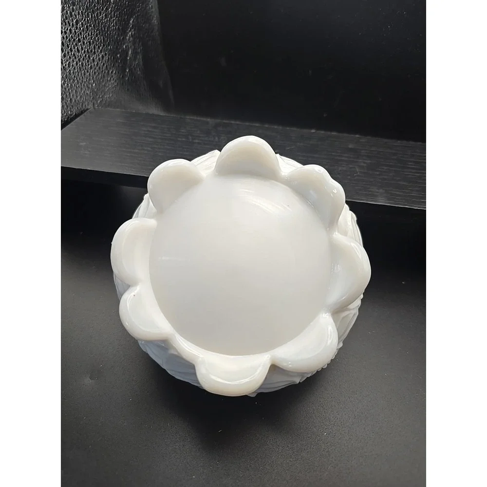 Vintage West Moreland Milk Glass Basket Candy‎ Dish With Florals